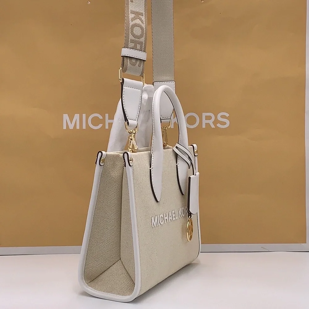 Michael Kors Mirella Small Shopper Top Zip Crossbody Bag Optic White MK NWT - Picture 8 of 16
